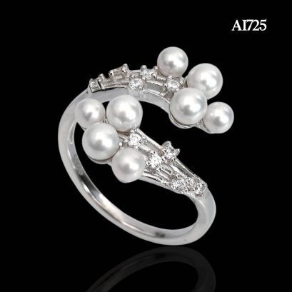 Approx. 3.0 - 4.0 mm, AK Pearl, Cluter Pearl CZ Open Ring