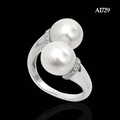 Approx. 10.0 mm, White South Sea Pearl, Duo Pearl Open Ring