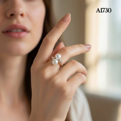 Approx. 10.0 mm, White South Sea Pearl, Duo Pearl Open Ring