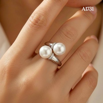 Approx. 10.0 mm, White South Sea Pearl, Duo Pearl Open Ring