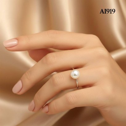 Approx. 8.0 mm, Moonlight Lot, Akoya Pearl, Solitaire Pearl Ring