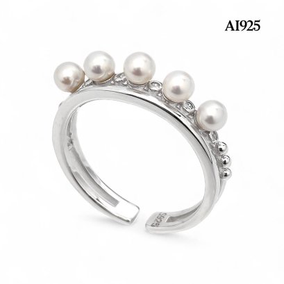 Approx. 3.0 mm, Akoya Pearl, Pearl Row Open Ring