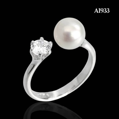 Approx. 6.0 mm, Akoya Pearl, Solitaire Pearl & CZ Open Ring