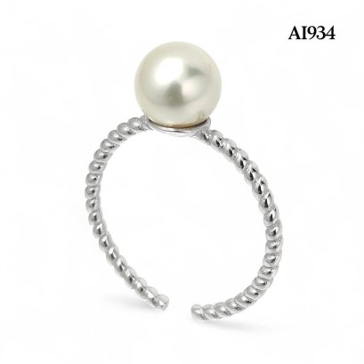 Approx. 6.9 mm, Akoya Pearl, Solitaire Pearl Twisted Shoulder Open Ring