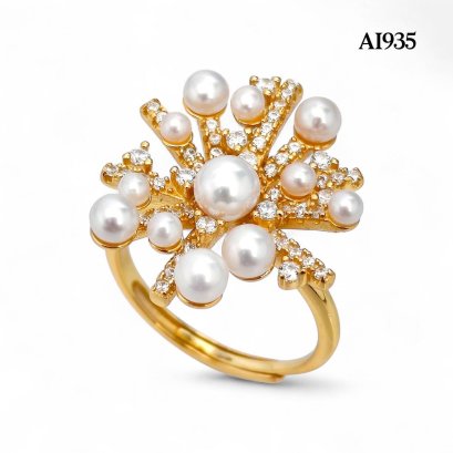 Approx. 2.0 mm - 4.0 mm, AK Pearl and Freshwater Pearl, Firework Pearl Ring