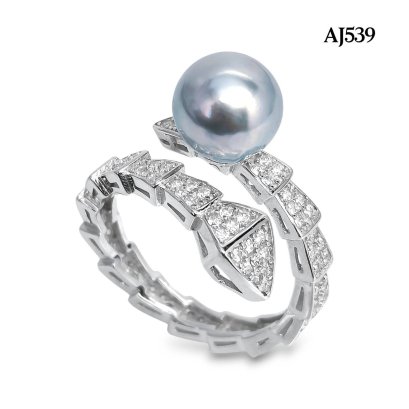 Approx. 8.0 mm, Akoya Pearl, Solitaire Pearl Snake Open Ring