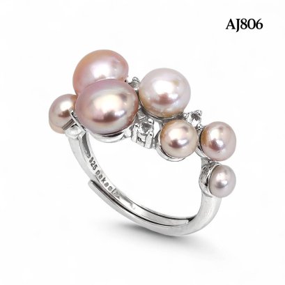 Approx. 4.0 - 7.0 mm, Freshwater Pearl, Cluster Pearl Ring