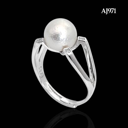 9.4 mm, White South Sea Pearl, Orange Peel, Miki Pearl Ring