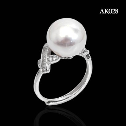 Approx. 11.8 mm, Edison Pearl, Solitaire Pearl X CZ Shoulder Ring