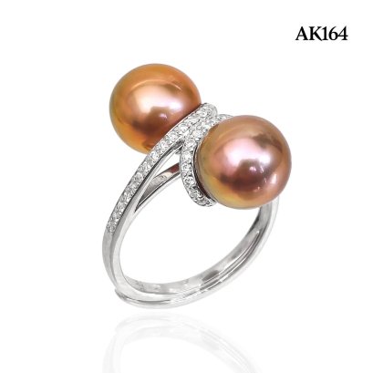 Approx. 9.0 mm, Special Color, Edison Pearl, Duo Pearl Twisted Ring