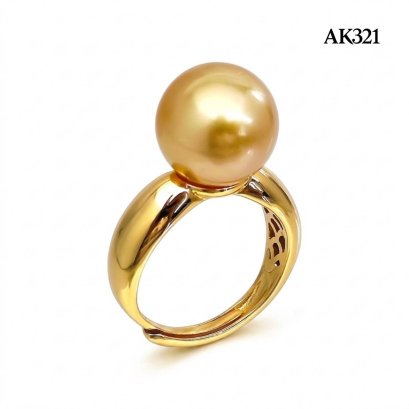 Approx. 10.0-11.0 mm, Gold South Sea Pearl, Solitaire Pearl Ring