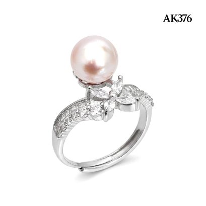 Approx. 8.7 mm, Hanamomo, Akoya Pearl, Crown Flower Solitaire Pearl Ring