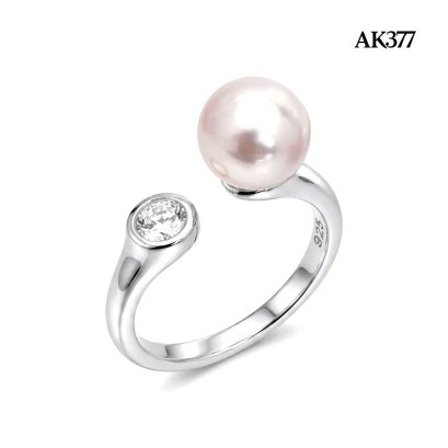 7.9 mm, Hanamomo, Akoya Pearl, Pearl & CZ Head Open Ring