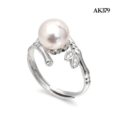 Approx. 8.0 mm, Hanamomo, Akoya Pearl, Solitaire Pearl Bamboo Ring