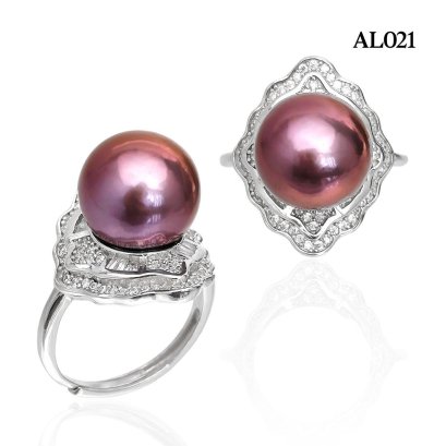 Approx. 12.0 mm, Edison Pearl, "The Royal Rhombus" Solitaire Pearl Ring