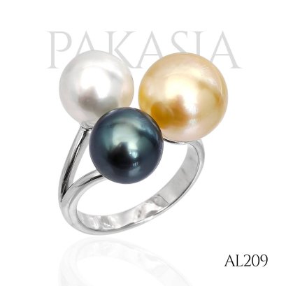 Approx. 8.0 - 11.0 mm, Tatian Pearl and South Sea Pearl, Trio Pearl Open Ring