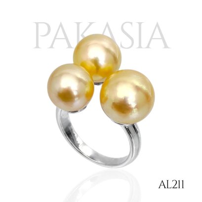 Approx. 10.0 - 11.0 mm, Gold South Sea Pearl, Trio Pearl Open Ring