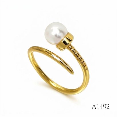 Approx. 6.0 mm, Akoya Pearl, Nail Solitaire Pearl Open Ring