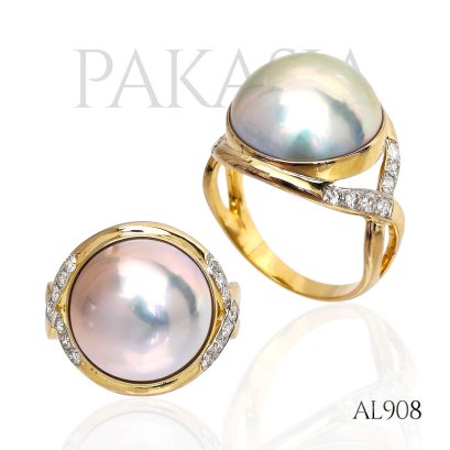Approx. 13.0 mm up, Amami Oshima Mabe Pearl, Twisted Shoulder Pearl Ring