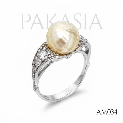 Approx. 9.0 mm, Hanashinju, Gold South Sea Pearl, Solitaire Pearl Ring