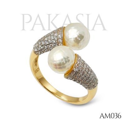 Approx. 7.0 mm, Hanashinju, Moonlight, Akoya Pearl, Duo Pearl Open Ring