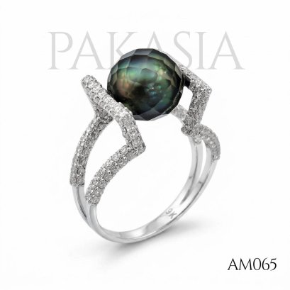 9.4 mm, Hanashinju, Tahitian Pearl, Solitaire Pearl, Diamond Ring