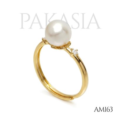 Approx. 7.0 mm, Akoya Pearl, Solitaire Pearl, Side Stone CZ, Ring