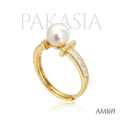 Approx. 6.0 mm, Moonlight, Akoya Pearl, Solitaire Pearl, T Shoulder CZ, Ring
