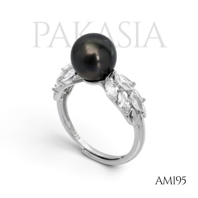 8.3 mm, Tahitian Pearl, Solitaire Pearl, Marquise Shape Shoulder, Ring