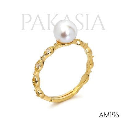 Approx. 6.0 mm, Moonlight, Akoya Pearl, Solitaire Pearl, Shoulder Bead CZ, Ring