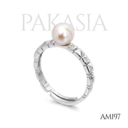 Approx. 6.0 mm, Moonlight, Akoya Pearl, Solitaire Pearl, Shoulder Bead CZ, Ring