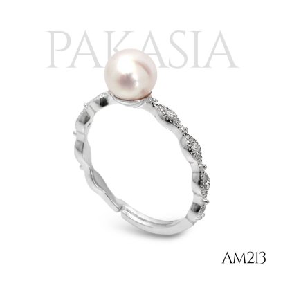 Approx. 6.0 mm, Hanamomo, Akoya Pearl, Solitaire Pearl, Shoulder Bead CZ, Ring
