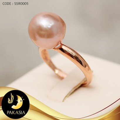 แหวนมุกเม็ดเดี่ยว มุกสีม่วงโอลด์โรส ขนาด 11 mm เกรด AA+ ตัวเรือนเงินแท้ 92.5 ชุบ Pink Gold / SN0020YSSR0005