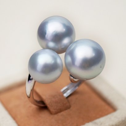 Approx. 10.05-12.53 mm, South Sea Pearl, Trio Pearl Ring