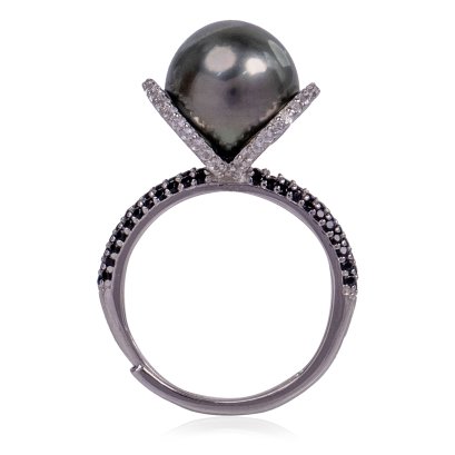 แหวนห่วงโบว์ประดับพลอยแท้ ไข่มุก Tahitian Pearl