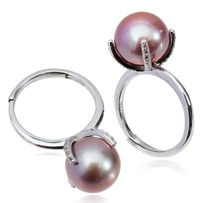 แหวนไข่มุก  Edison "หนามเตยสูงประดับพลอยแท้"