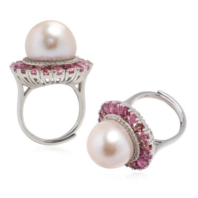 Approx. 15.0 mm, Edison Pearl, Solitaire Pearl Ring