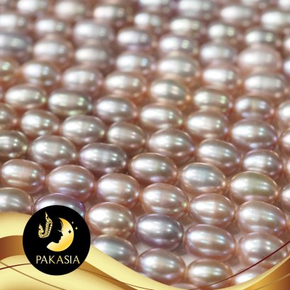 มุกเส้น มุกน้ำจืด ทรงไข่ สีม่วง ขนาด 4-5mm. เกรด AAA / SN0111YS163045