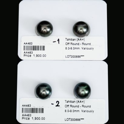 Approx. 8.0 -9.0  mm, Tahitian Pearl, Pair Pearl