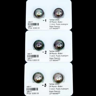 Approx. 11.0 mm, Tahitian Pearl, Pair Pearl