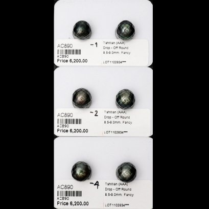 Approx. 8.5 - 9.0 mm, Hanashinju Pearl, Tahitian Pearl, Pair Pearl