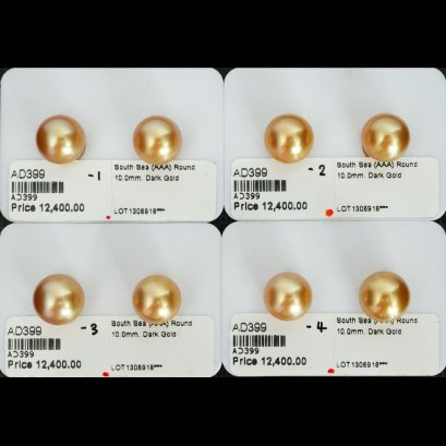 Approx. 10.0 mm, Palawan Elite Lot, Gold South Sea Pearl, Pair Pearl