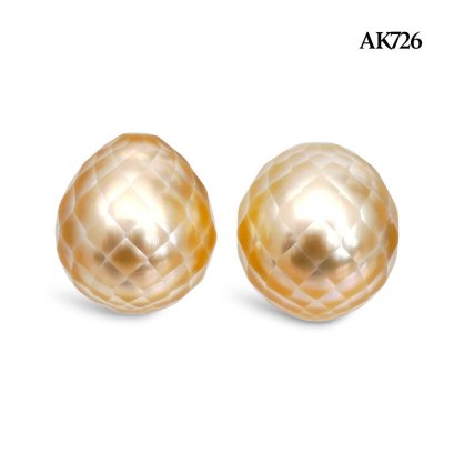 13.1 mm and 13.1 mm, Hanashinju, Gold South Sea Pearl, Pair Pearl