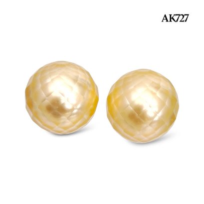 13.0 mm and 13.2 mm, Hanashinju, Gold South Sea Pearl, Pair Pearl