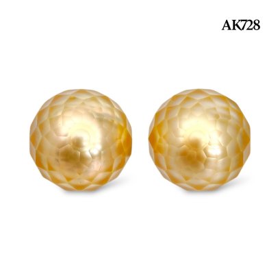 13.2 mm and 13.2 mm, Hanashinju, Gold South Sea Pearl, Pair Pearl