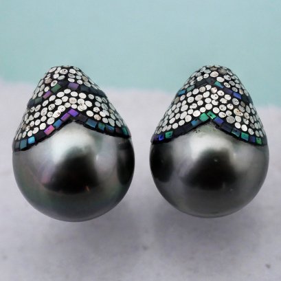 11.00 mm and 11.10 mm, Maki-e Tahitian Pearl, Pair Pearls