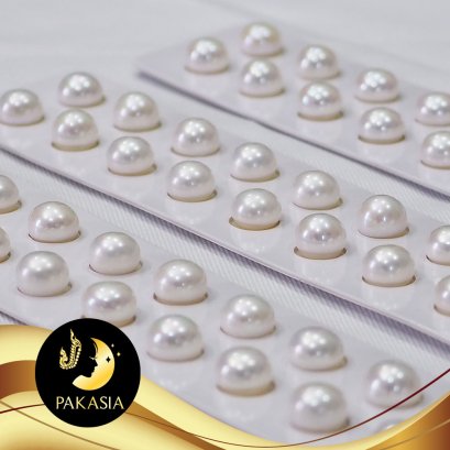 มุกจับคู่ มุกแท้ ทรงซาลาเปานูน สีขาว ขนาด 9.5-10mm. เกรด AA+ / SN0086YPP111094-1