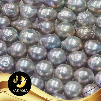 มุกเส้น [ความยาวประมาณ 16-18"] มุกแท้สายพันธุ์น้ำจืด บาร็อค สีเทา ขนาด 9-11mm. เกรด AA / SN0580ZPS145113-1