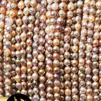 มุกเส้น [ความยาวประมาณ 16"] มุกแท้สายพันธุ์น้ำจืด บาร็อค สีมัลติคัลเลอร์ ขนาด 9-11mm. เกรด AA / SN0460YPS147093-1