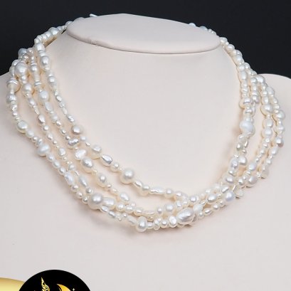 มุกเส้น มุกเคชิ สีขาว ขนาด 2-9 mm. เกรด A ความยาวประมาณ 72" / SN0370YN641